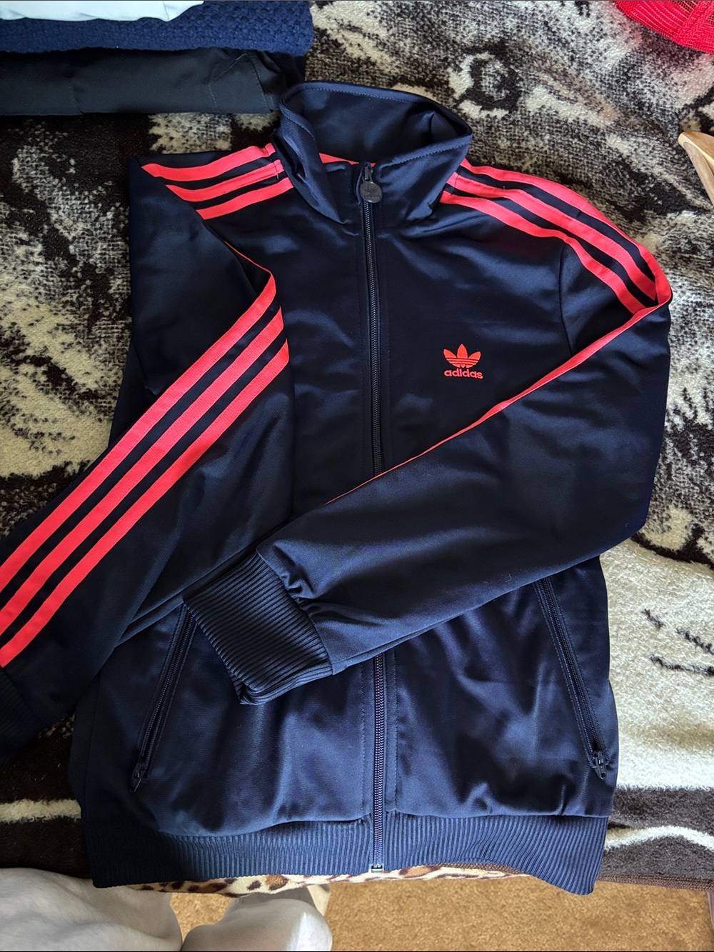 adidas Navy Jacket with Pink Stripe Accents